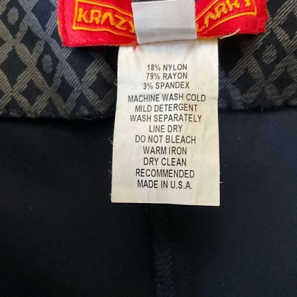 Krazy Larry Pants Straight Leg Pull On Diamond Print Blue Grey Stretch Women 14 - Picture 4 of 12